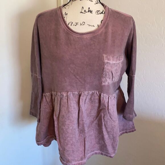 Anthropologie Postmark Purple Pullover Distressed Top Boho Casual Relaxed - Picture 1 of 9